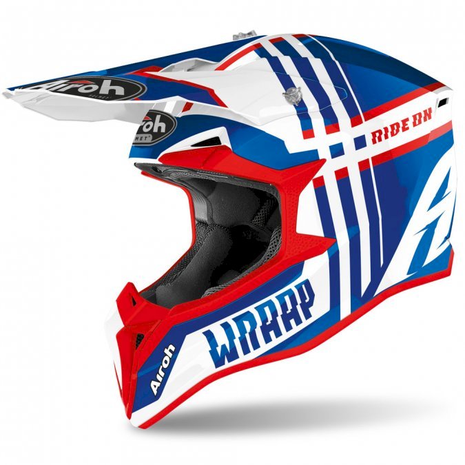 Casco fuoristrada airoh wraap broken blu/red gloss - Kmotoshop.it -  Abbigliamento e accessori moto enduro, cross KTM
